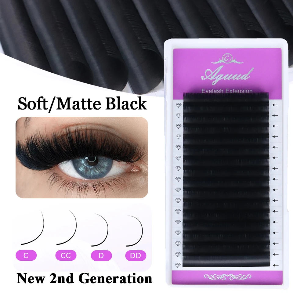AGUUD NEW False Eyelash Extensions Individual Russian Volume Lashes Super Matte Black Soft Cashmere Eyelash Premium Classic Lash