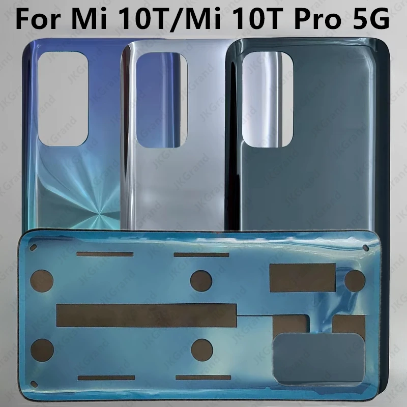 

For Xiaomi Mi 10T 10T Pro 5G Back Glass Panel Repair parts Battery Cover rear Door Housing Case Bezel With Camera Lens+Adhesive