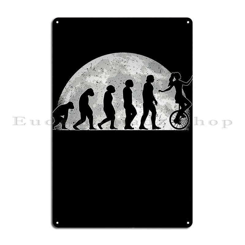 Unicycle Evolution Moon Metal Signs Design Printing Wall Decor Create Living Room Tin Sign Poster