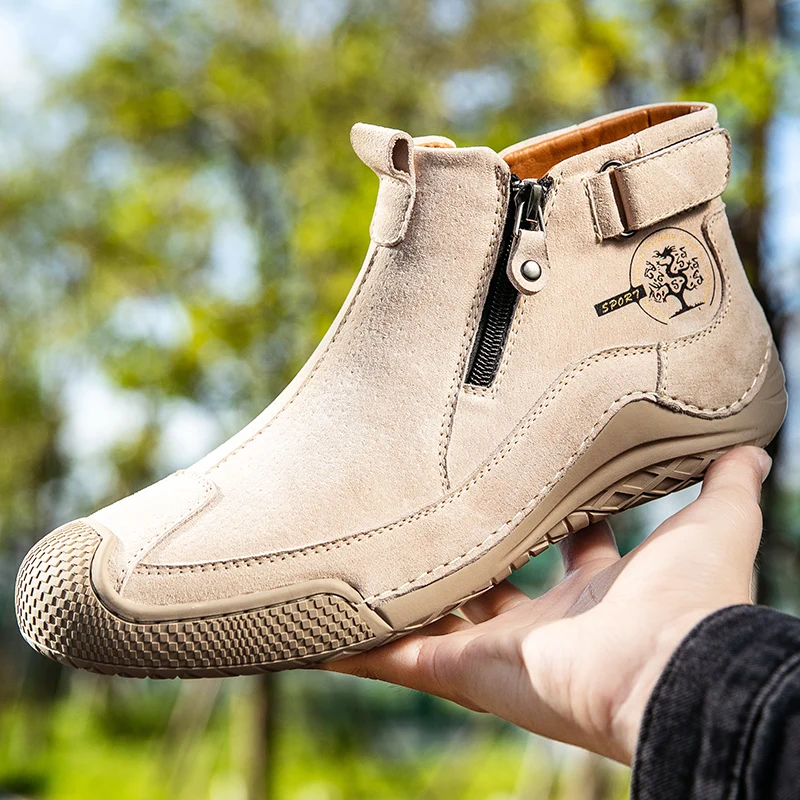 

Дизайнерские новые мужские ботильоны, роскошные короткие ботинки ручной работы, кожаная повседневная обувь, дышащая прогулочная обувь на молнии, зимняя обувь