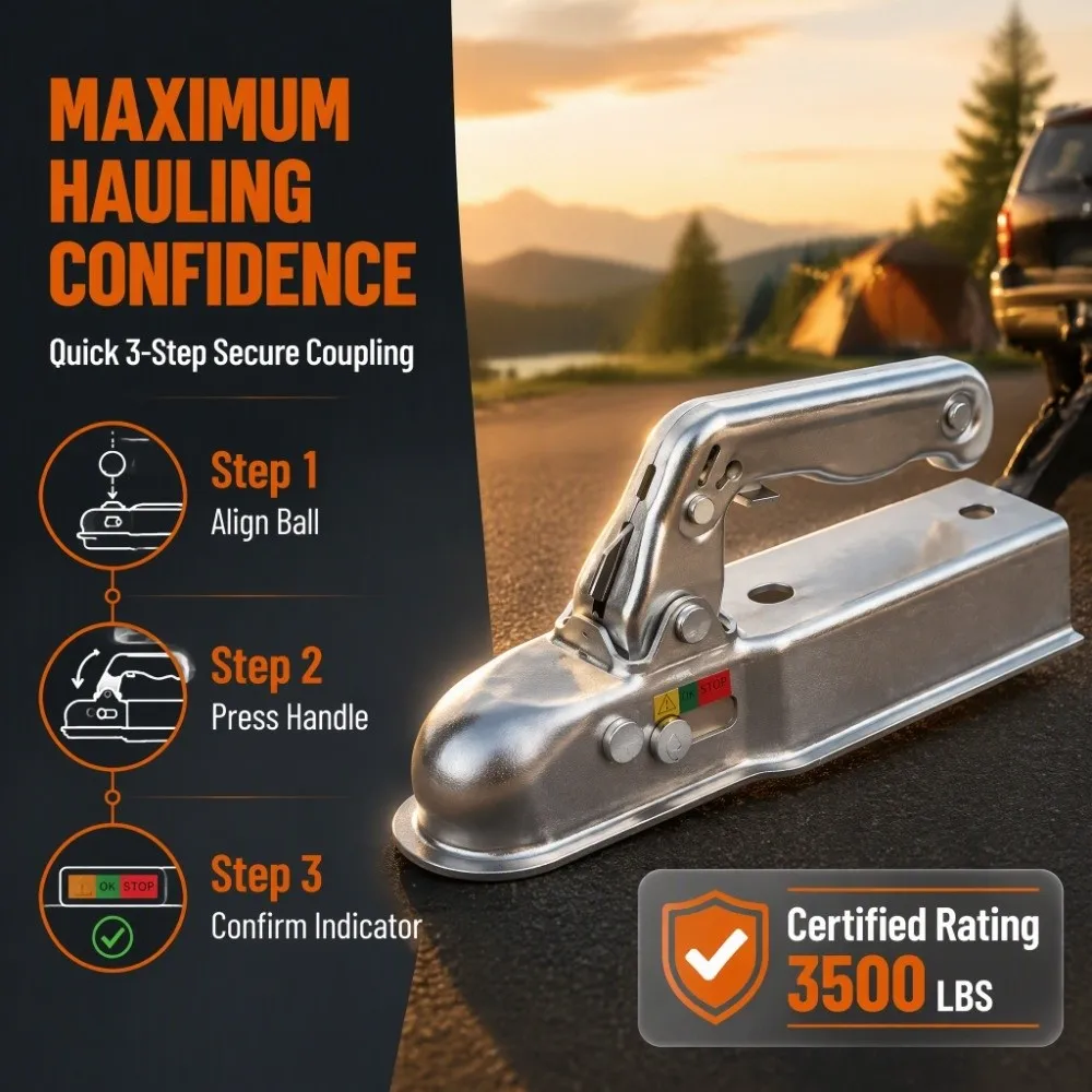 Universal Trailer Coupler Connector 50mm 800Kg Tow Ball Guard Tow Mount Pressed Steel Trailer Towing Connector Truck