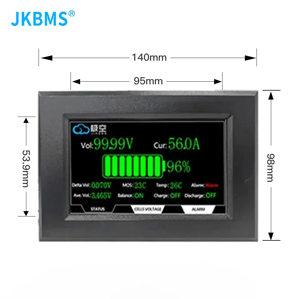 JKBMS accessory 4.3 inch LCD display suitable for all JK BMS models Cable120cm with 4 fixed screws Intelligent JKBMS accessory