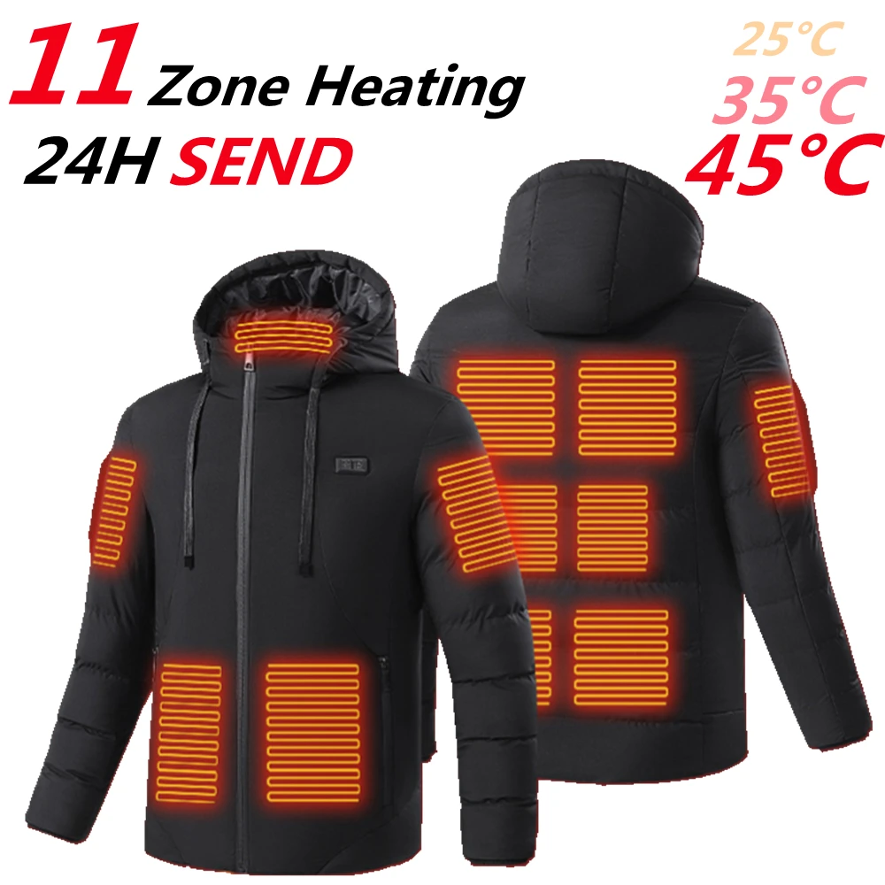 11 Area Men\'s Heated Jacket Men Women Parka Vest Autumn Winter Cycling Warm USB Electric Heated Outdoor Sports Vests For Hunting