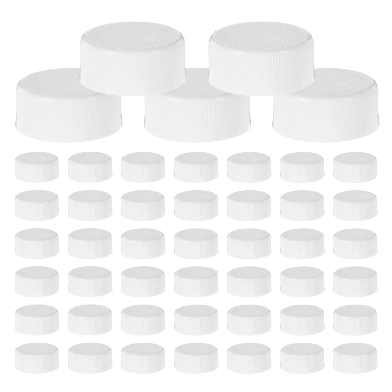 50 pcs White Plastic PP Bottle Caps for Water Drinks – Screw-On Beverage Sealing Lids