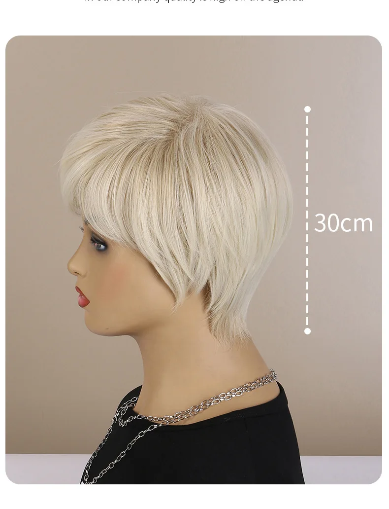 Short Straight Wig Pixie Cut Wigs For Women Blonde Wigs Women Synthetic Hair Cosplay Wig With Bangs Heat Resistant Fiber