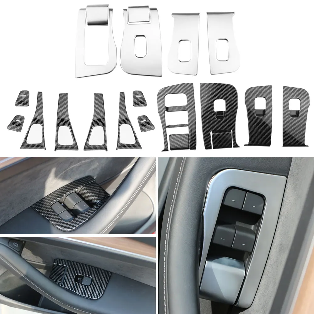 

Для Tesla Model 3 Model3 2017 2018 2019 2020 2021 2022 2023 Крышка панели подъема окна, декоративная наклейка, аксессуары для отделки