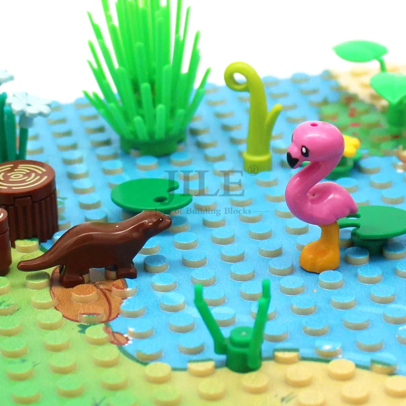 MOC Otter Bird Flamingo Friends Building Block Bricks DIY Construction Zoo View Animal Toy Compatible with 67430 67631 Assembles