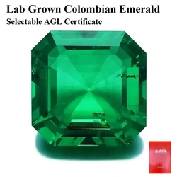 Lab Grown Colombia Emerald Asscher Cut Hydrothermal Green Gemstone for Diy Jewelry Making Material Selectable AGL Certificate
