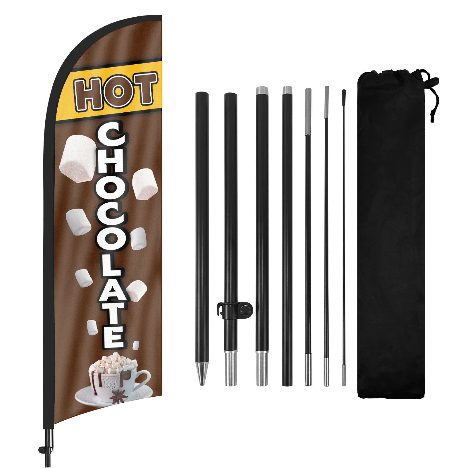 FSFLAG 1PCS 280CM The Chocolate Feather Flag with Flagpole Advertising Outdoor Banner Decoration for Businesse and Storefront