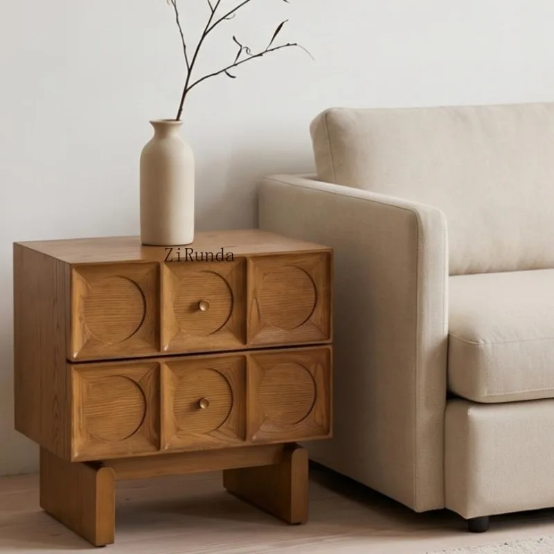 Style Solid Wood Five Drawer Bedside Table Modern Bedside Table Bedroom Furniture Locker Home Apartment Interior Furniture