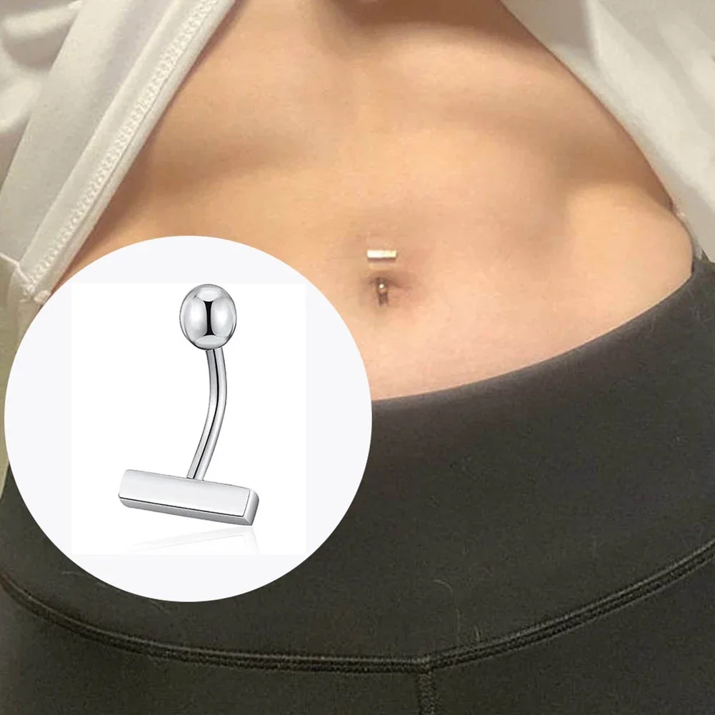 Sexy Dangling Navel Belly Button Ring Stainless Steel Double T Shape Belly Piercing Ombligo Belly Piercing Body Jewelry Gifts