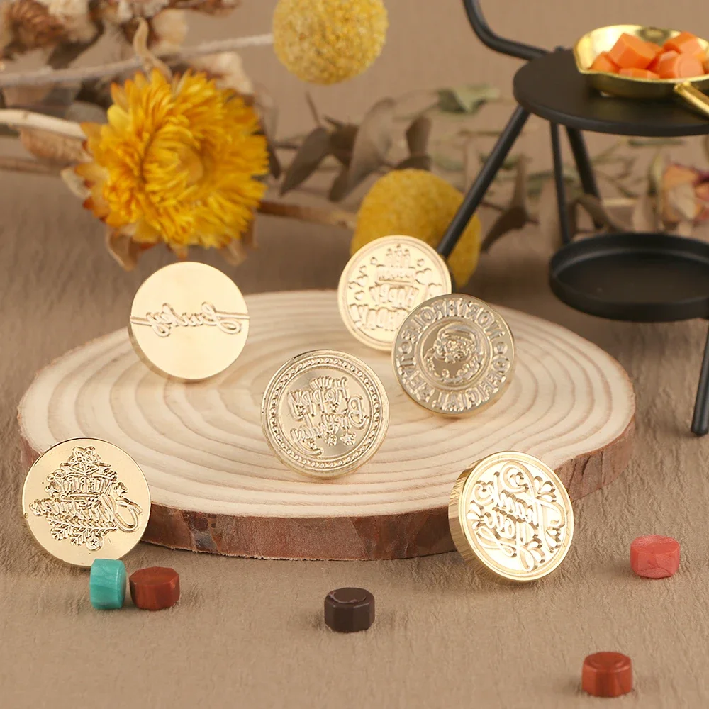 ختم من الشمع Stamps 25mm جولة النحاس ختم من الشمع ختم الرأس، رغبات عيد الميلاد شكرا لك موضوع Stamps لتزيين المغلفات #2