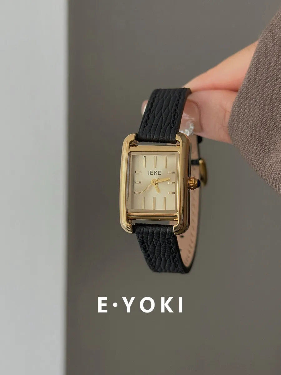 Black And Gold2026New Model  LuxuryHighEnd Leather Strap Quartz Watch Small Women'S Watch Women'S Wristwatch Women'S Gift
