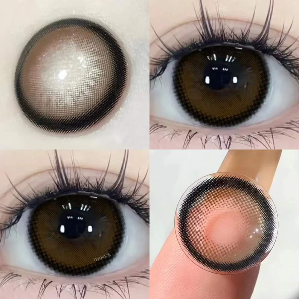 OVOLOOK-1 Pair Black Gray Beauty Colored Contact Lenses for Eyes Purple Halloween Lens Big Eye Lens Natural Look Brown Blue Lens