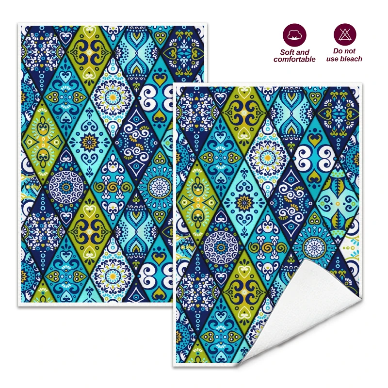 Home Cooking Is The Best - 2 Stück, blau-grüne Mandala-Küchentücher, 40 cm