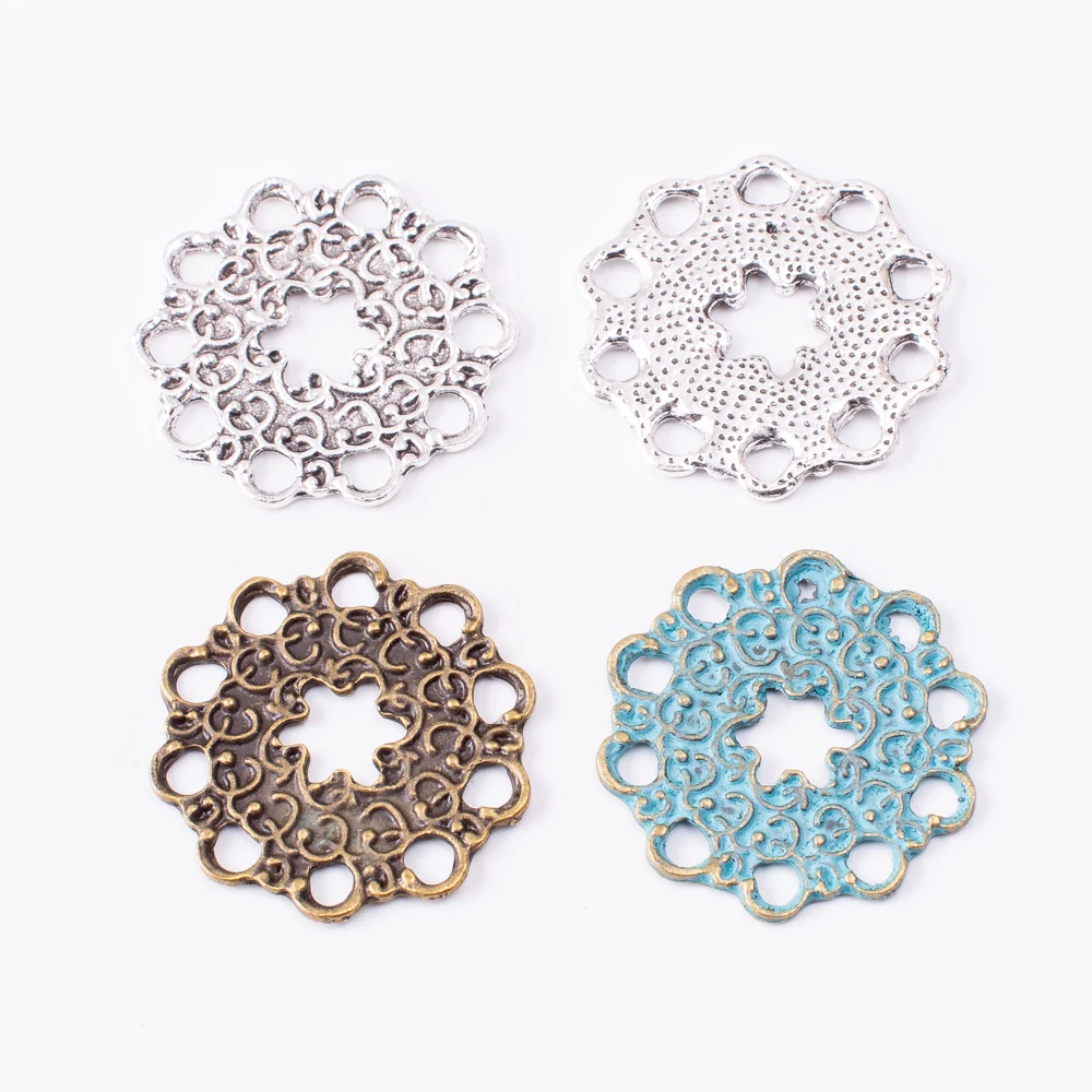 سحر زهرة من سبائك الزنك العتيقة ، قلادة معدنية ، إكسسوارات صناعة مجوهرات ذاتية الصنع ، 10