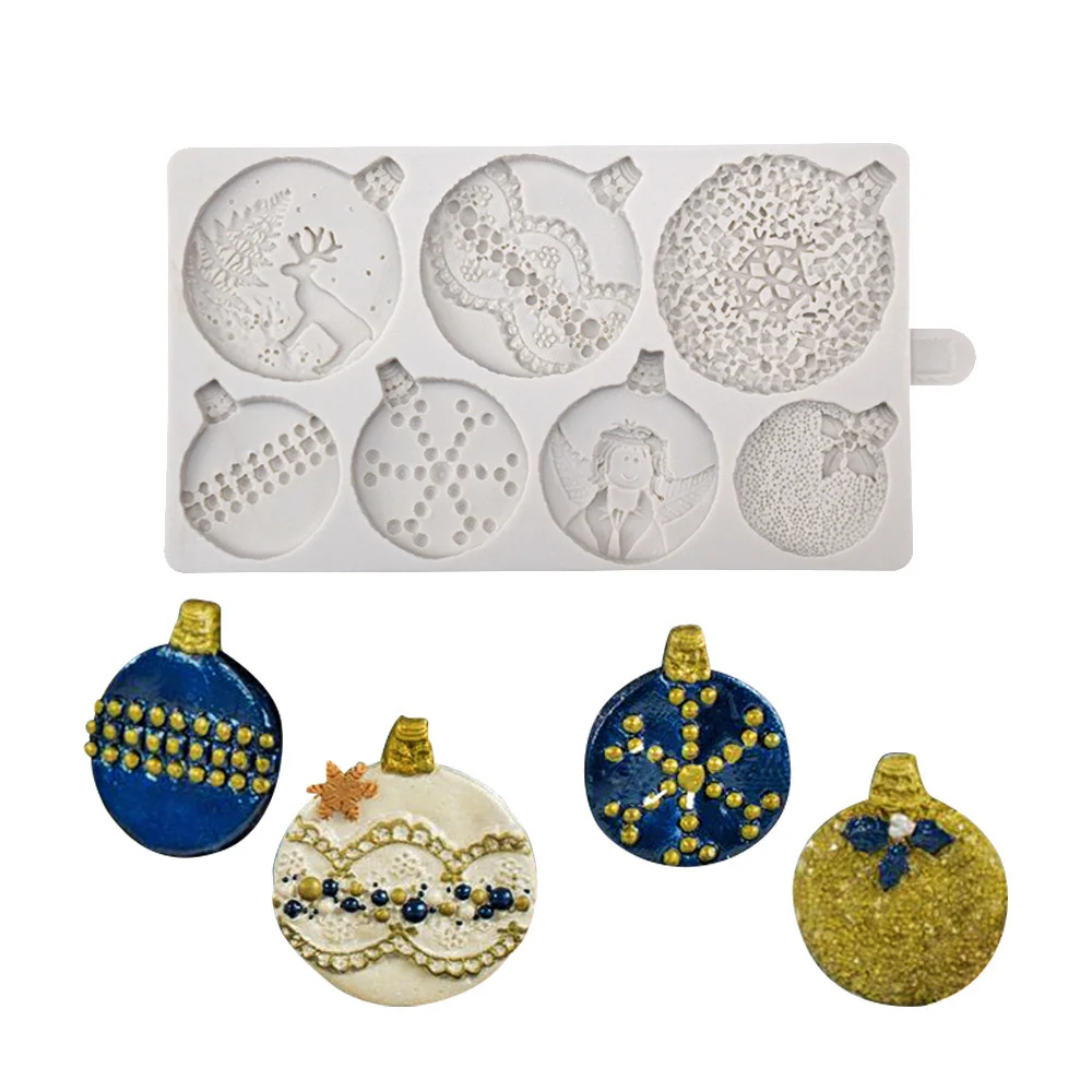 Christmas Snowball Silicone Mold for Cake Decor Chocolate Sugarcraft Holly Leaf Elk Snowflake Fondant Relief Baking Mould DIY