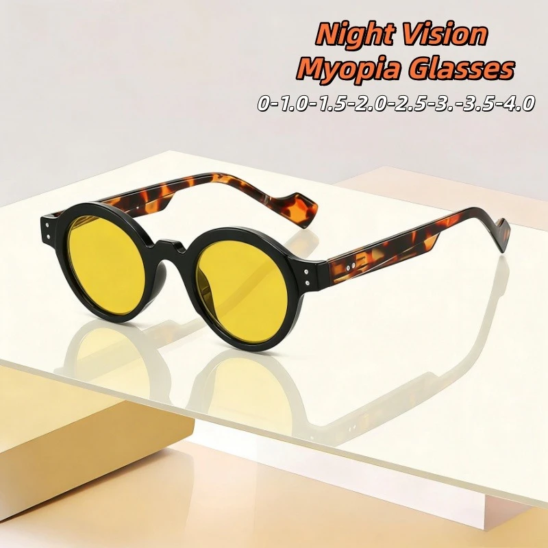 

Classic Round-frame Anti-blue Light Night Vision Myopia Glasses Fashionable Korean Version Anti-glare Glasses for Men and Women