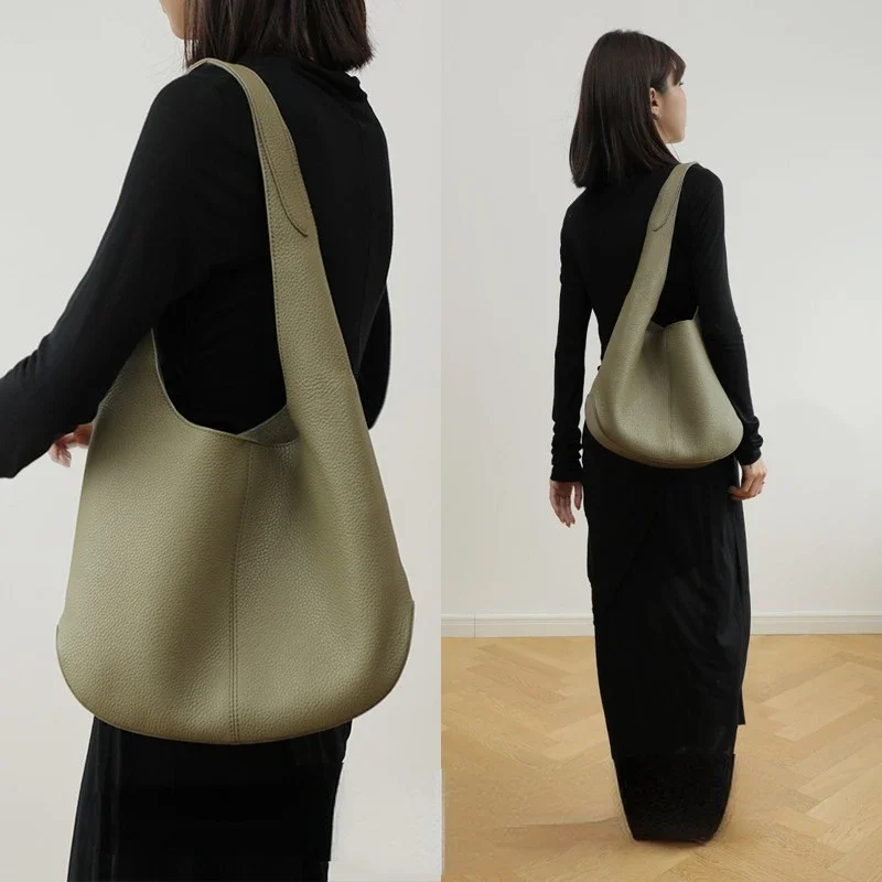 

Fashion Popular Cool Totes for Women High-capacity Cowhide Shoulder Bag 2025 Chic Designed Genuine Leather Underarm Bag