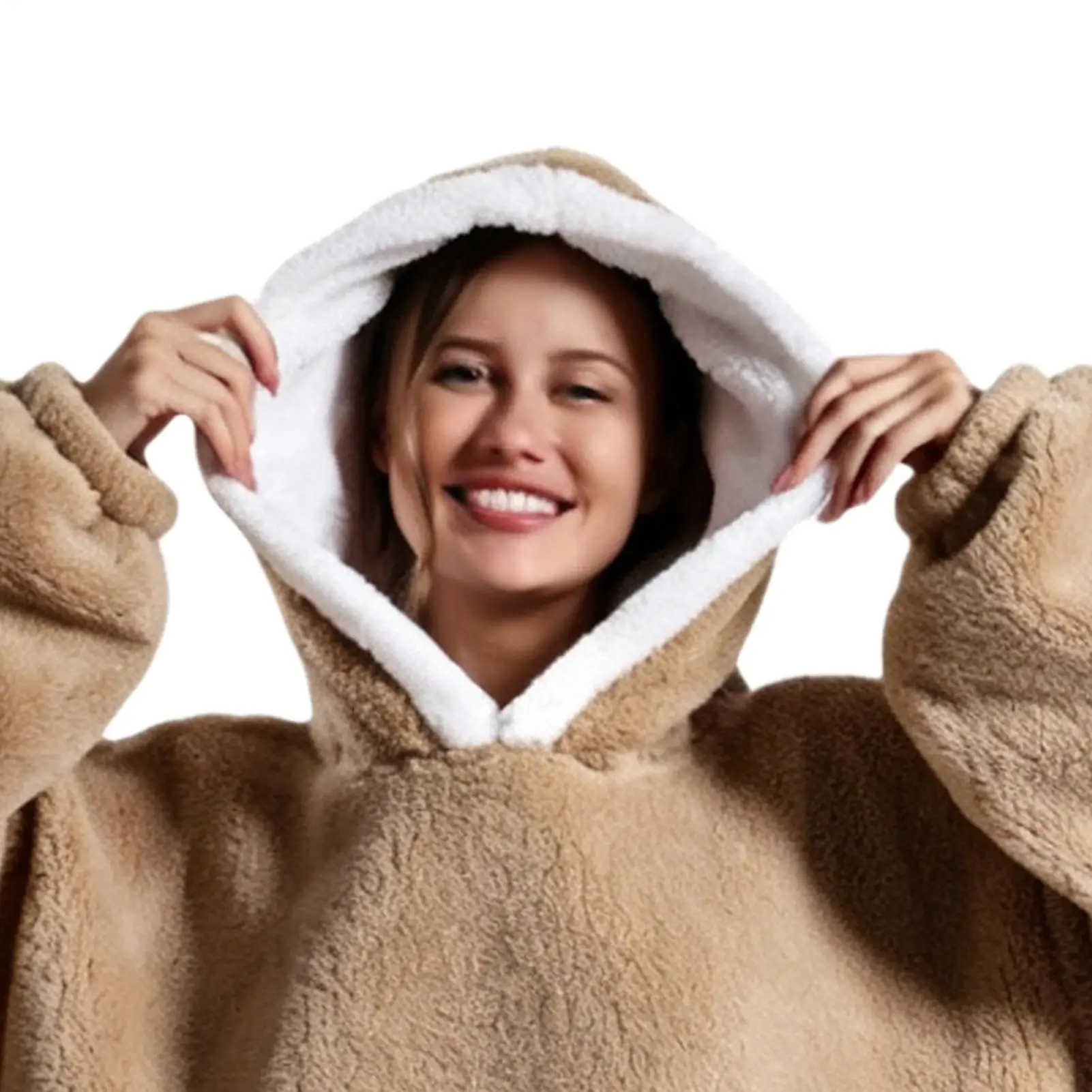 Hoodie Blanket Oversized Pullover Warm Fleece With Pocket Wearable Blanket Hoodie For Camping Trip Party Dog Walking Outdoor