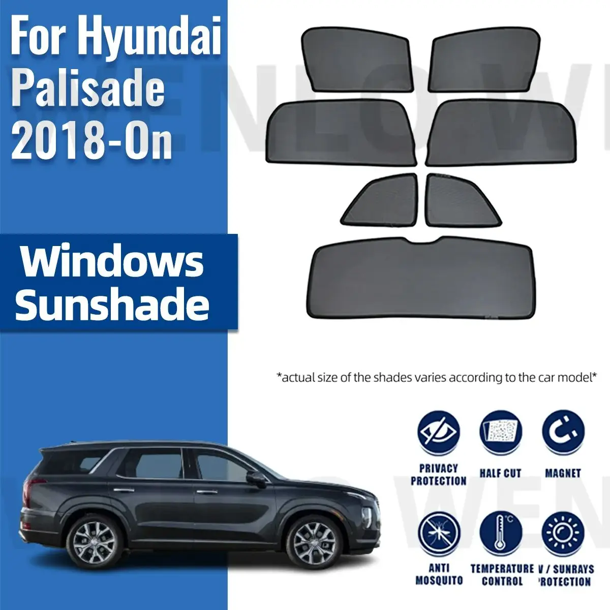 

For Hyundai Palisade 2018-2023 Car Sun Visor Accessories Window Windshield Cover Sunshade Curtain Mesh Shade Blind Custom