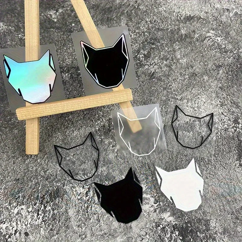 1pc 2D Wolf Head Helmet Sticker Set Outdoor Anti-Scratch Waterproof Decal for Motorcycle Bike Rearview Helmet Decor