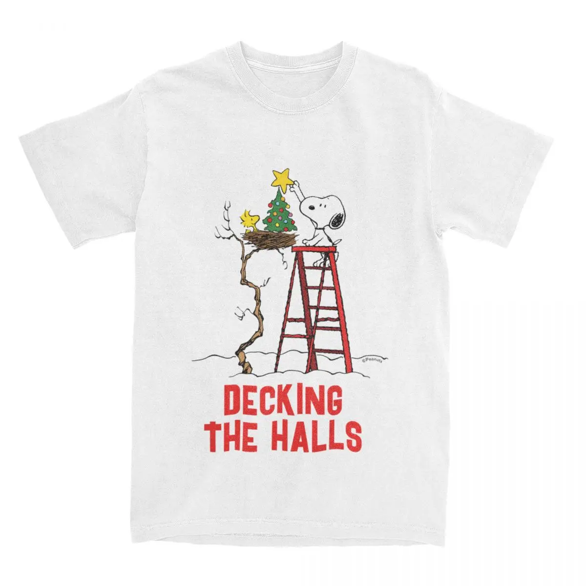 

Men Women Peanuts Comic Snoopy Woodstock Christmas Tree T Shirts Accessories Joe Cool Cartoon 100% Cotton Tops Tee Shirt