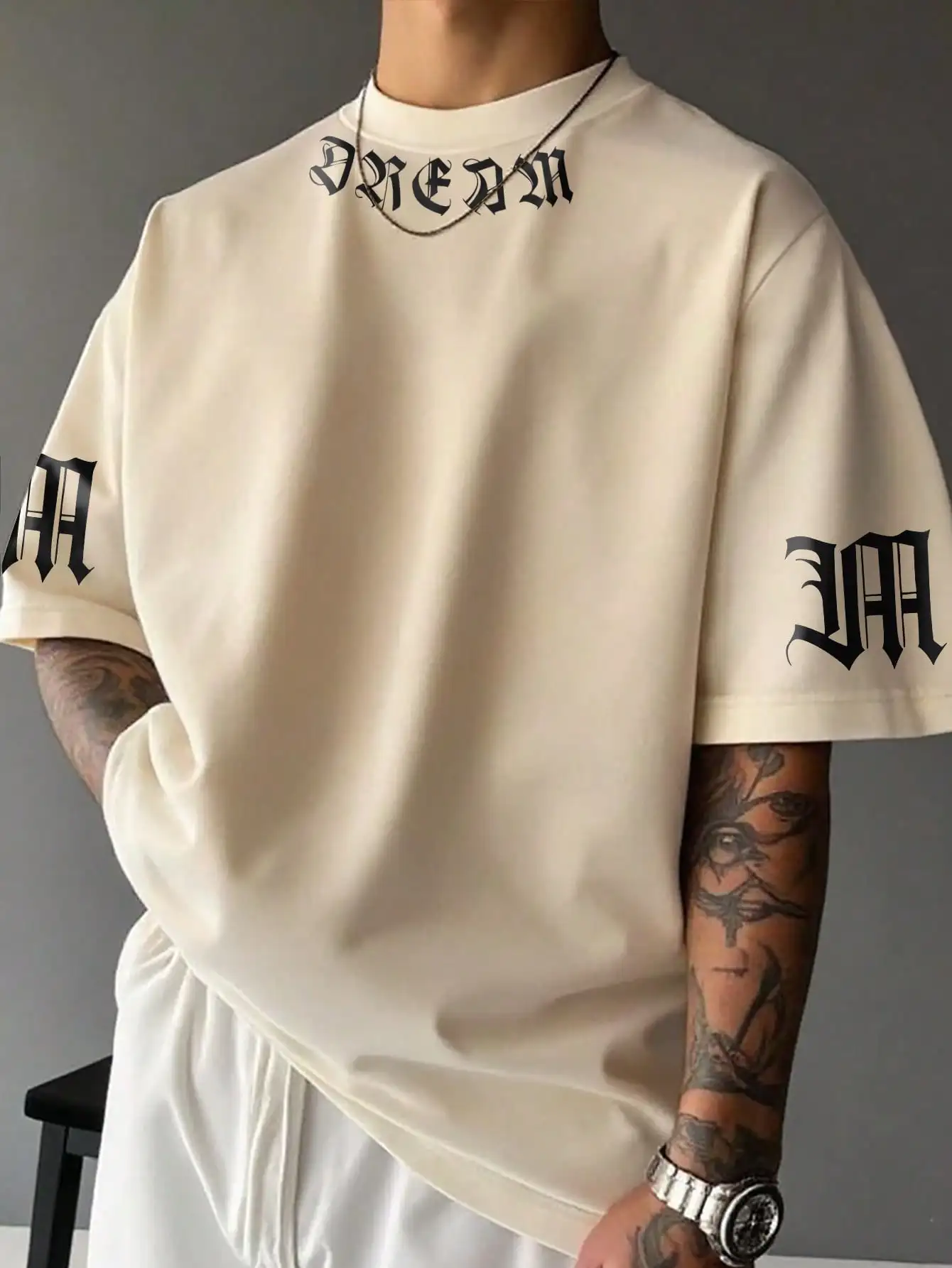 

Мужская футболка оверсайз с готическим принтом, повседневная летняя одежда