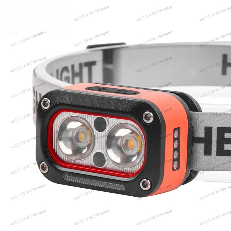 2 PCS New strong light sensor headlight USB charging outdoor night run LED lighting headlight