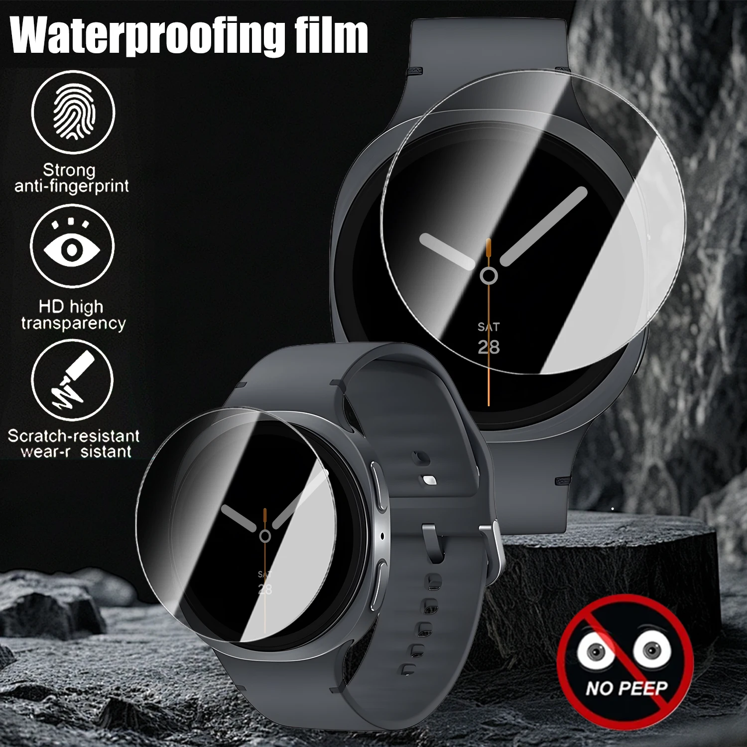 Protetor de Tela de Vidro Temperado para Samsung Galaxy Watch 8 40/44mm, Filme Anti-espião para Watch Ultra 2025