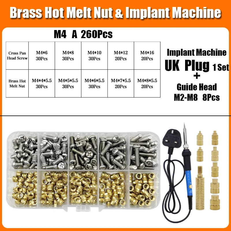 Messing Hot Melt Gewinde einsatz Mutter Eisens pitze 3D-Drucker Zubehör Heiz mutter Edelstahl Schraube Schraube Einst eck mutter Kit m2 m2, 5 m3 m4 – Detail 21