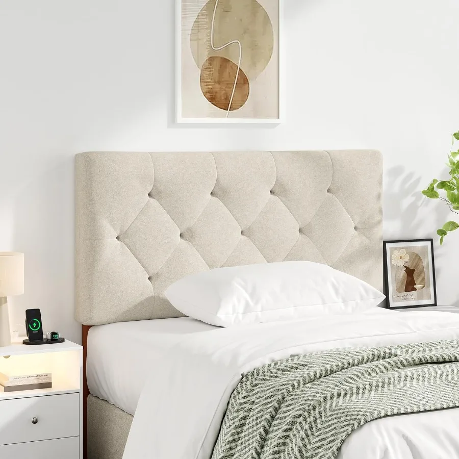 Gestoffeerd dubbel hoofdeinde alleen voor bedframe vanaf 2741, in hoogte verstelbaar Twin XL-hoofdeinde met duurzame massief houten poten Modern