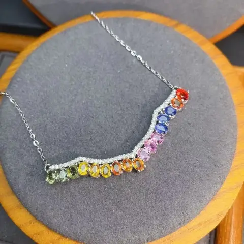 YULEM 925 Sterling Silver Inlaid Natural Sapphire Necklace Pendant Women's Jewelry Luxury Jewelry Designers