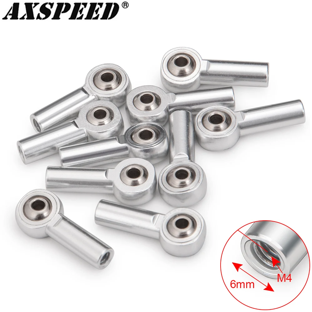 AXSPEED 10Pcs M4 Rod End Ball Joint Aluminum Alloy Ball Head Buckle Steering Pushrod for 1/10 Axial SCX10 TRX4 TRX6 D90 Parts