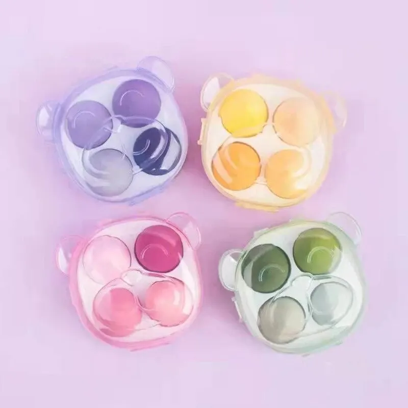4 stuks Beauty Egg Make-up Spons Set Foundation Make-up Spons Met Eierdoos Perfect Voor Gezichtscrème Poeder