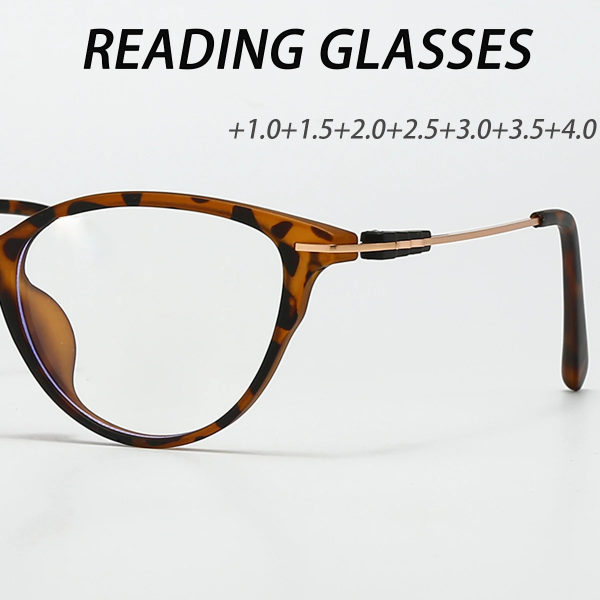 FYTOO Women's Tortoiseshell Cat-Eye Glasses, TR Frames, Blue Light Blocking Reading Glasses. Lens powers +1.0 to +4.0 available.