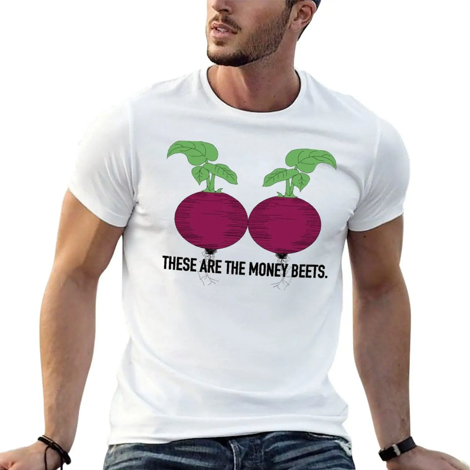 Camiseta de algodón para hombre, camiseta gráfica para hombre, camisetas de algodón para hombre, camiseta divertida con dinero, remolacha