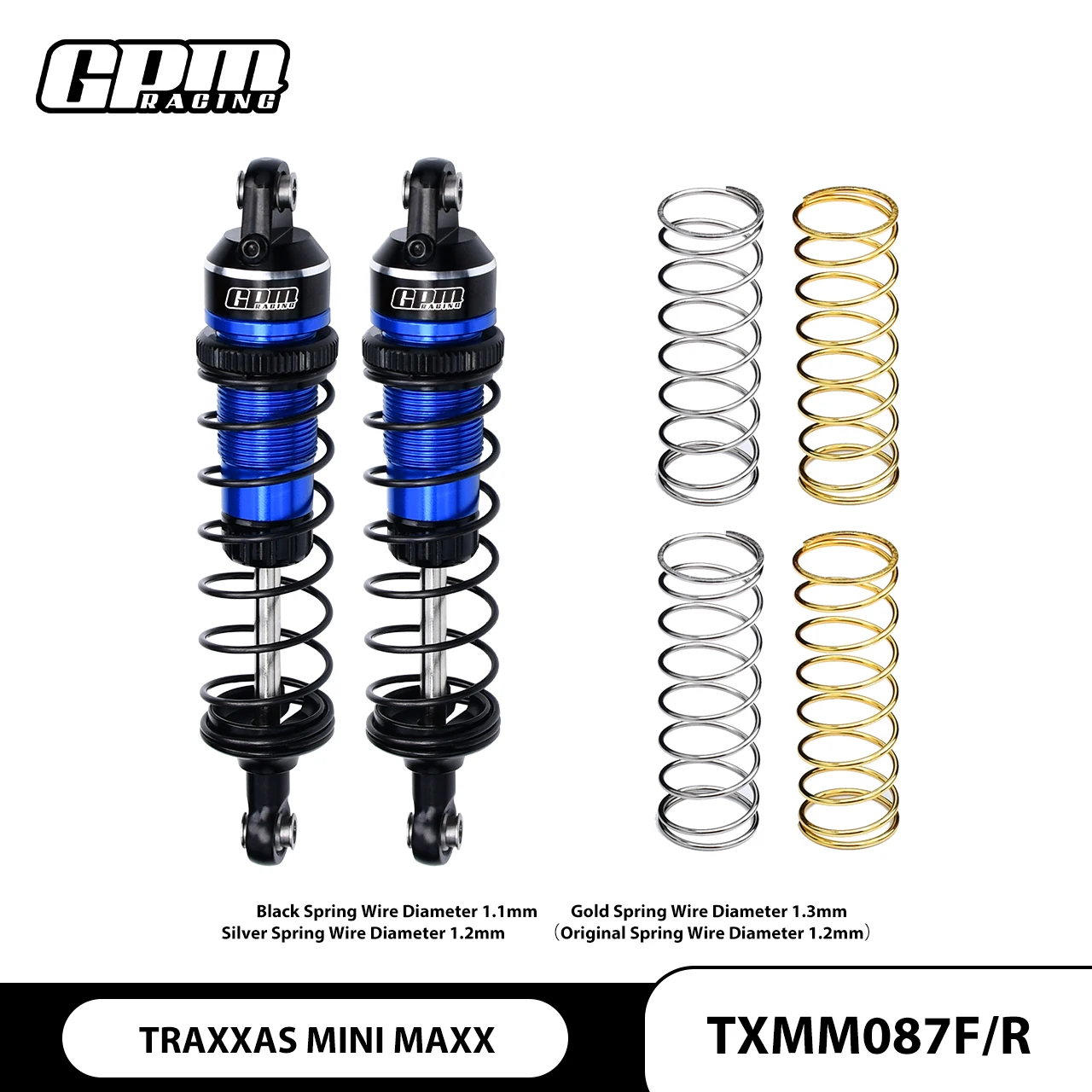 

GPM Alloy Front/Rear Adjustable Spring Shock 87mm For TRAXXAS Mini Maxx