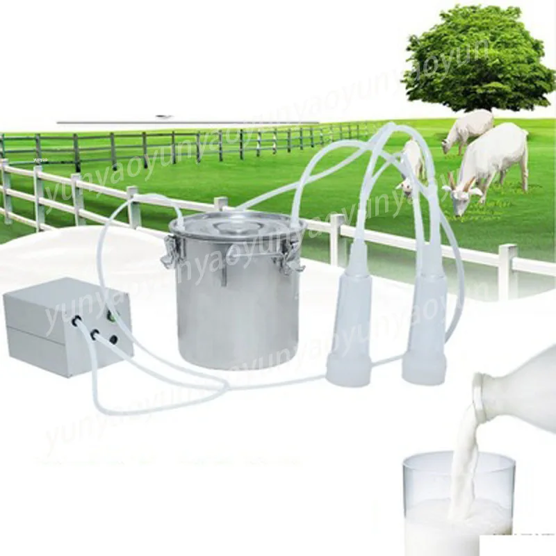 5L Adjustable Speed Electric Milking Machine Stainless Steel Milker Bucket Pulsating Livestock Milker for Cattle Goat