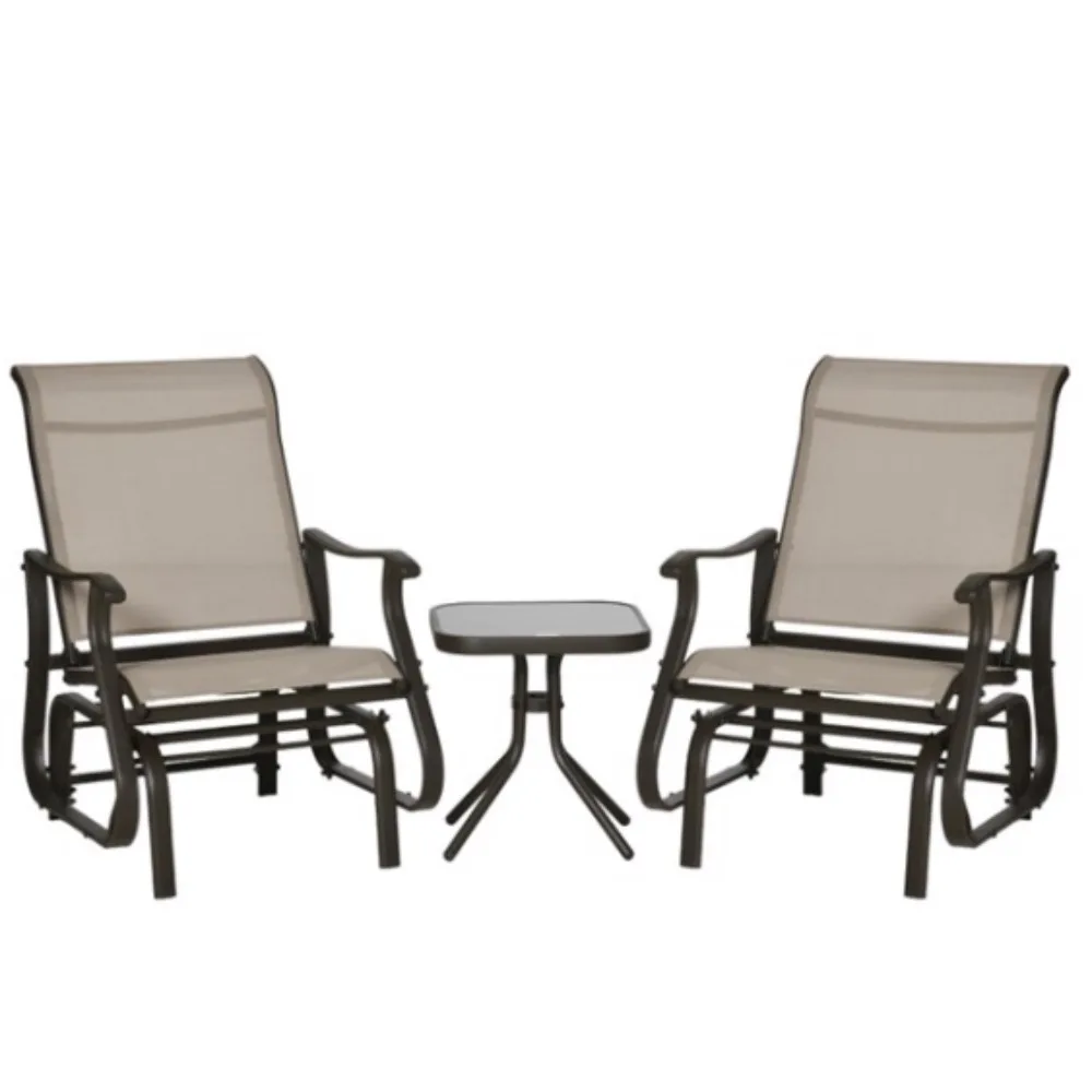 Patio Bench Set of 2, Breathable Mesh Fabric and Sturdy Steel Frame, Load Capacity 330LBS, Outdoor Bench