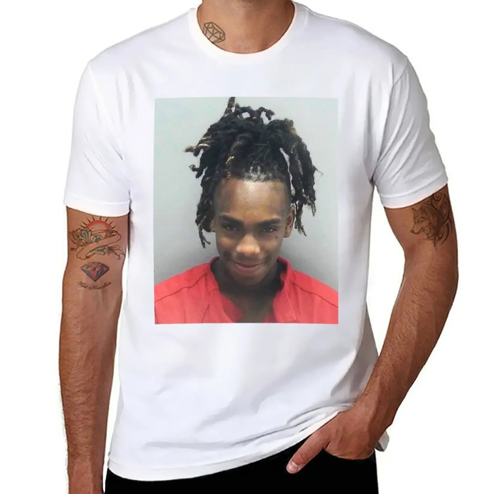 Camiseta de YNW Melly para hombre, camisa negra personalizada, de verano, nueva