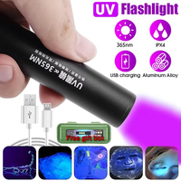 365nm Mini UV Led Blacklight Flashlight USB Rechargeable Nail lamp Pet Stain Leakage Marker Ore Money Scorpion Detection lights
