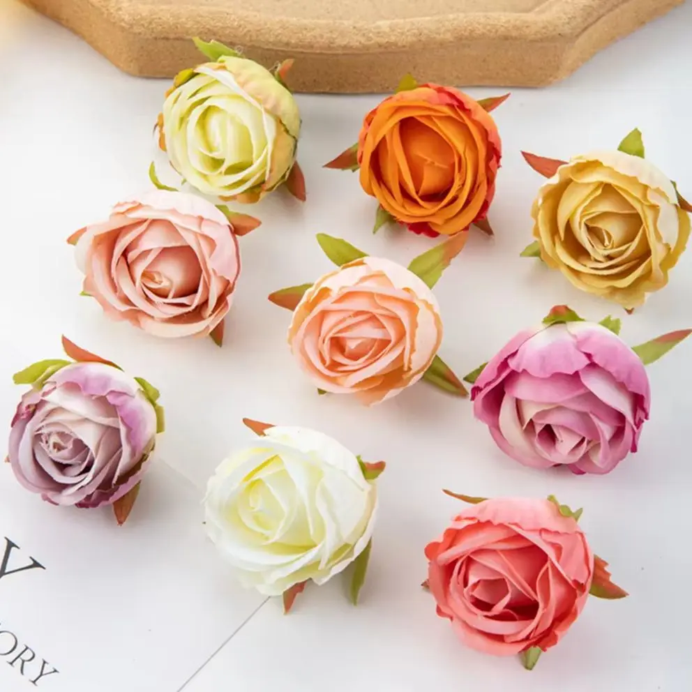 

50/100Pcs Artificial Flower Silk Rose Hotsale Christmas wreath Festival Decor Home Outdoor Garden Wedding Diy gift Box Scrapbook