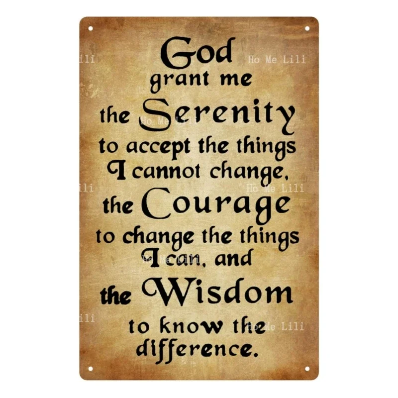 God Grant Me The Serenity Tin Sign Vintage Metal Signs Christian Wall Art Serenity Prayer Sign Plaque Retro Man Cave Home