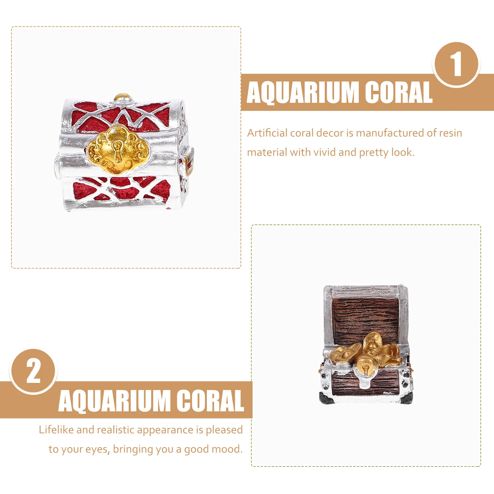 

4pcs Resin Treasure Box Aquarium Decor Small Fish Tank Decoration Desktop Mini Ornament Pond Accessory Realistic Waterproof