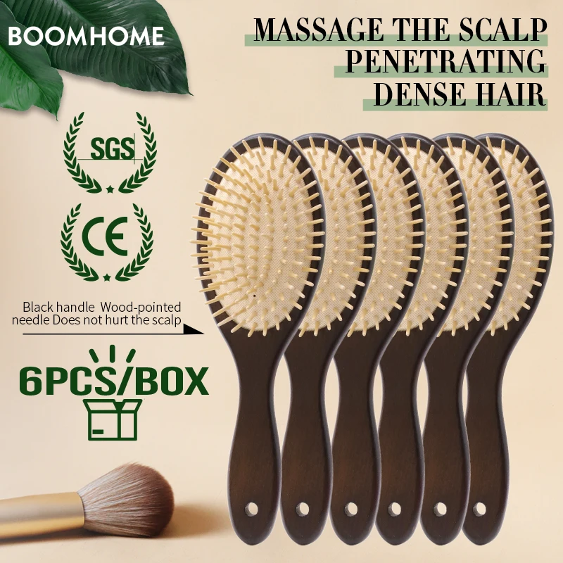 Detangling Hair Brush Women Custom Logo Wide Tooth Comb Airbag Head Scalp Massage Wood Hair Comb Brosse Cheveux Femme 6pc/set