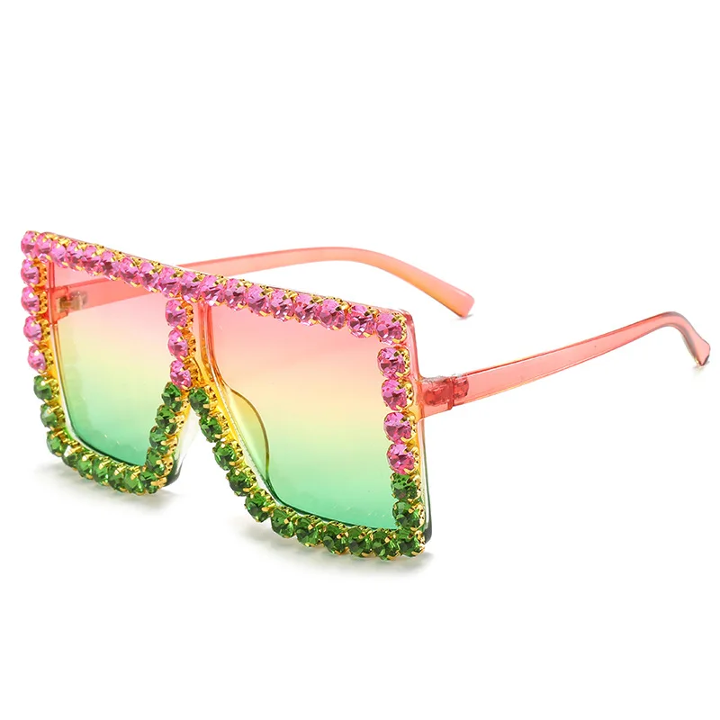 

Crystal Oversized Sunglasses for Women Square Rhinestone Diamond Sun Glasses Retro Big Frame Sparkling Glasses Men Punk Cool