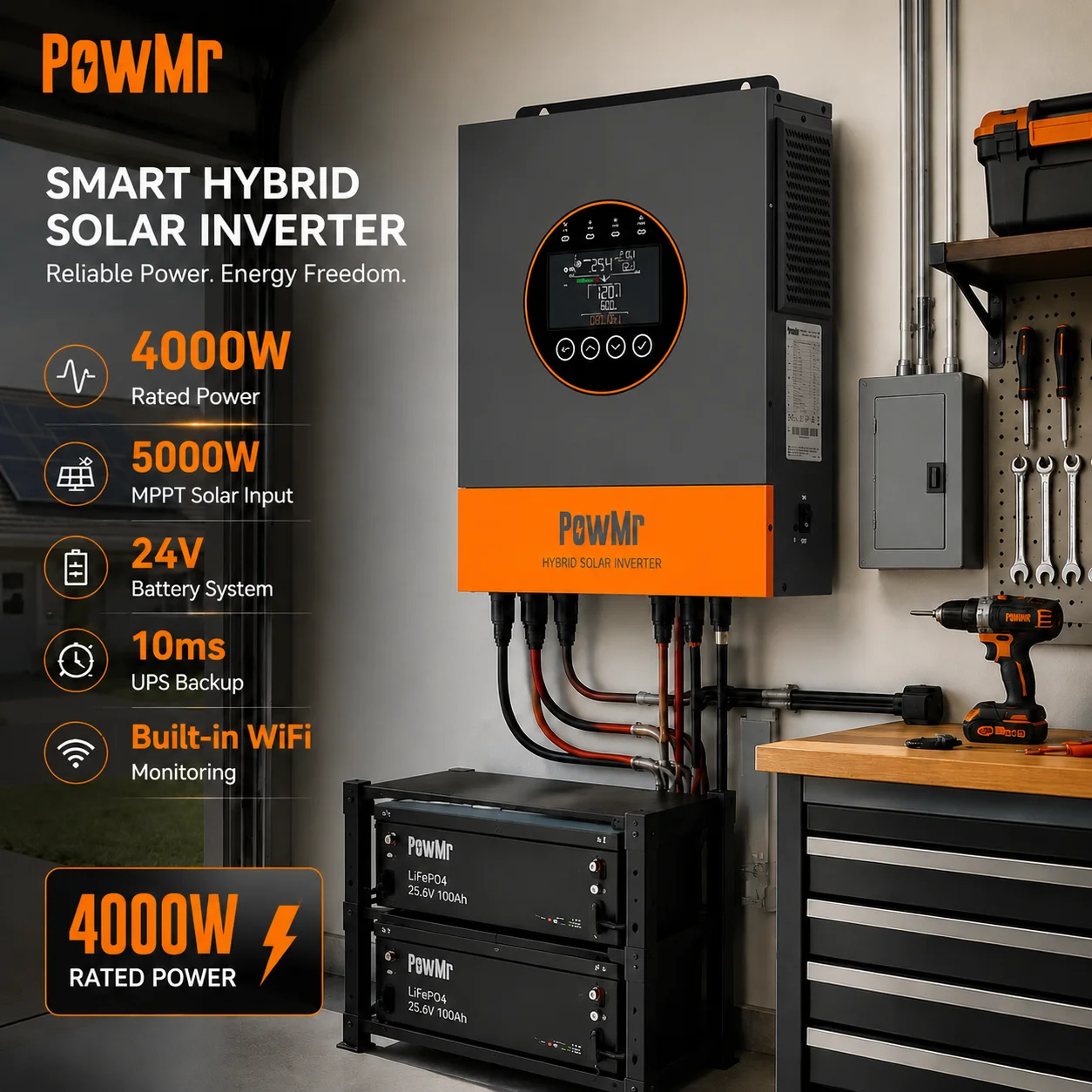 PowMr USA 4KW 4KVA Hybrid Sola - Charge Controller Solar review and price
