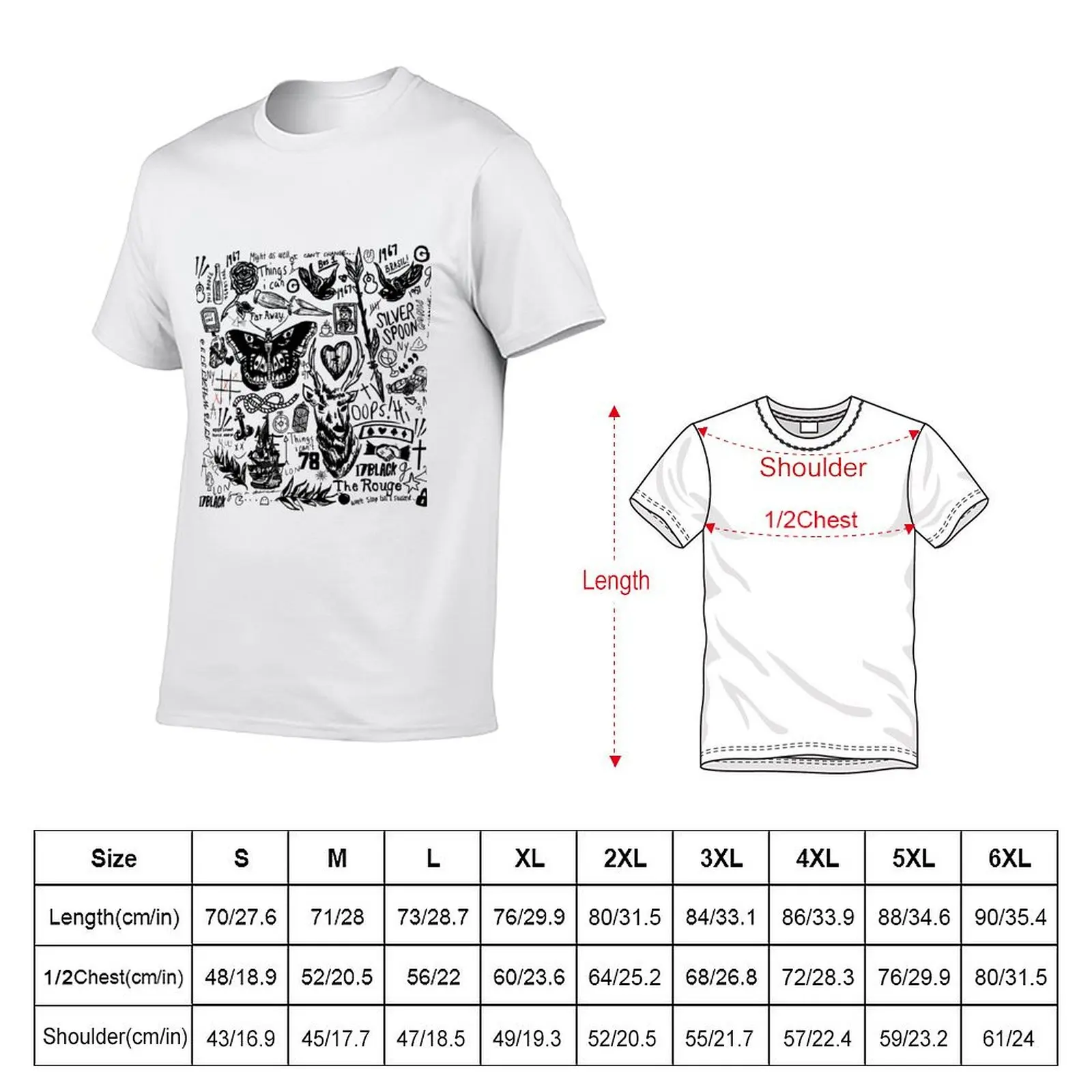 Tattoos Collage T-Shirt Breathable Sportswear T-Shirt for Men