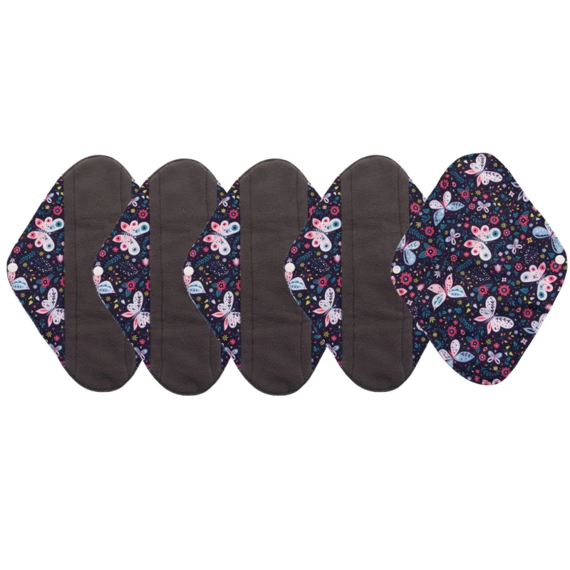 5PCS Small Medium Large Different Period Time Bamboo Reusable Menstrual Pads Washable Sanitary Towels for Lady Women Daily Night